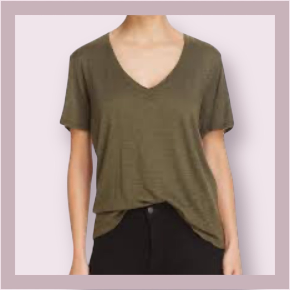 Splendid Green V-Neck Relaxed Short Sleeve Tee - Picture 2 of 5